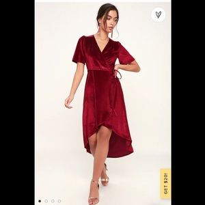 Lulu’s Red Velvet high low dress - NWT